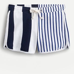J. Crew NWT Weekend Blue & White Strip Drawstring Cotton Shorts Size S